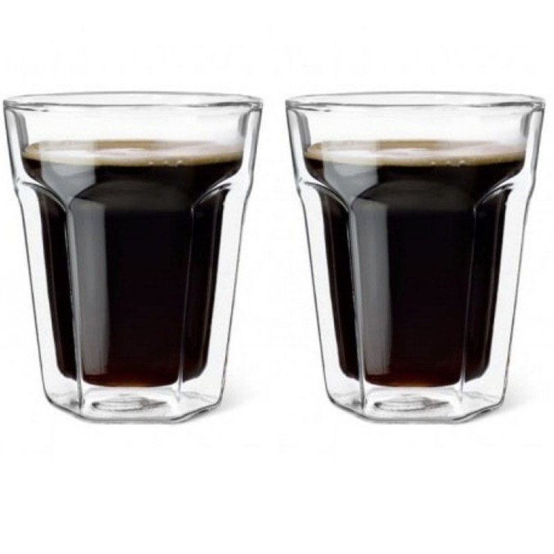 Conjunto 2 copos em vidro para café capuccino - 220 ml - parede dupla