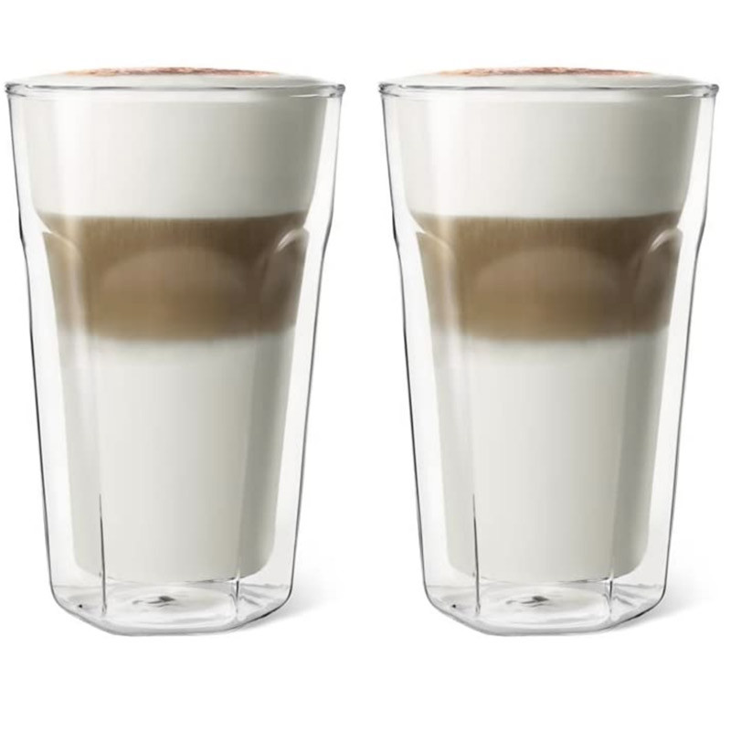 Conjunto 2 copos em vidro parede dupla ideal para caffe latte ou latte macchiatto de 280 ml.